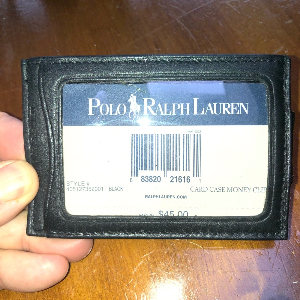 Ralph Lauren Black Leather Money Clip - keep your money and cards safe- like new